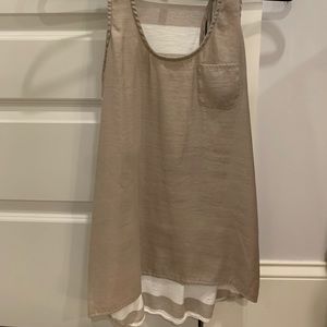 Tan and white pocket tank